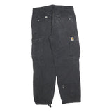 CARHARTT Mens Cotton Blend Black Regular Cargo Trousers W32 L30 Workwear Zip