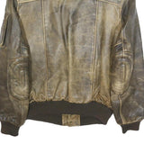 IXS Mens Brown Leather Bomber Jacket S Woven Classic Zip Pocketed