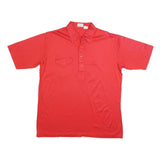 DI FINI Mens Red Short Sleeve Plain Polo Shirt XL Cotton Blend Button Pocket