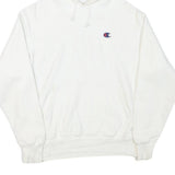 CHAMPION Mens White Cotton Blend Pullover Hoodie M Classic Logo Sweatshirt