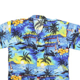 Mens Blue Yellow Hawaiian Shirt XL Cotton Blend Beachprint Vacation Style