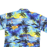 Mens Blue Yellow Hawaiian Shirt XL Cotton Blend Beachprint Vacation Style