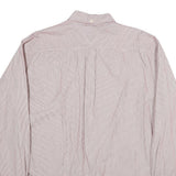 TOMMY HILFIGER Mens White & Red Striped Shirt L Button Down Oxford Long Sleeve