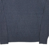 TOMMY HILFIGER Mens Blue Plain V Neck Basic Knit Jumper L Cotton Blend Casual