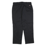 DICKIES Mens Black Regular Fit Straight Leg Trousers W38 L30 Cotton Blend Zip