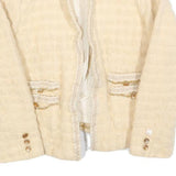 PAULA KLEIN Womens Cream Wool Plain Tailored Jacket XS Woven Elegant Buttons