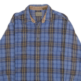 ST JOHNS BAY Mens Blue & Brown Plaid Shirt L Button Long Sleeve Casual Cotton