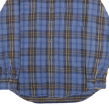 ST JOHNS BAY Mens Blue & Brown Plaid Shirt L Button Long Sleeve Casual Cotton
