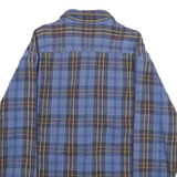 ST JOHNS BAY Mens Blue & Brown Plaid Shirt L Button Long Sleeve Casual Cotton