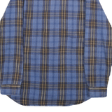 ST JOHNS BAY Mens Blue & Brown Plaid Shirt L Button Long Sleeve Casual Cotton