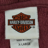 Live Free Harley Davidson Graphic Hoodie - XL Burgundy Cotton