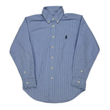 Age 8 Ralph Lauren Striped Shirt - Small Blue Cotton