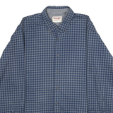 WRANGLER Mens Blue Check Shirt L Cotton Blend Casual Button Down Long Sleeve
