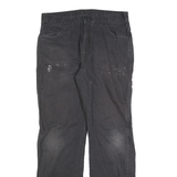 DICKIES Mens Black Cotton Blend Regular Fit Straight Leg Trousers W32 L32