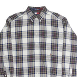 TOMMY HILFIGER Mens Blue Brown Check Shirt XL Button Down Collar Long Sleeve