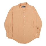 SEARS Mens Beige Plain Dress Shirt L Classic Fit Long Sleeve Button Closure