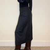 La Madeleine Maxi Skirt - 29W UK 10 Grey Wool Blend