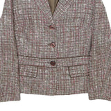 SAG HARBOR Womens Brown & Pink Check Jacket UK 10 Acrylic Blend Button Closure