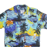 EKUMENIK Mens Blue Yellow Hawaiian Shirt M Rayon Relaxed Fit