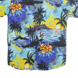 EKUMENIK Mens Blue Yellow Hawaiian Shirt M Rayon Relaxed Fit