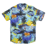 EKUMENIK Mens Blue Yellow Hawaiian Shirt M Rayon Relaxed Fit