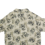 AXCESS Mens Beige & Green Leaf Print Silk Shirt XL Casual Summer Style