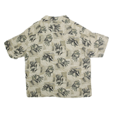 AXCESS Mens Beige & Green Leaf Print Silk Shirt XL Casual Summer Style