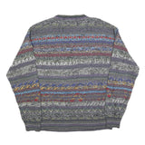 MONDO DI MARCO Mens Grey Patterned Pullover Jumper Acrylic L Crew Neck Chunky