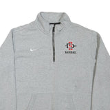 NIKE Mens Grey San Diego State Baseball 1/4 Zip Sweatshirt L Cotton Blend Casual