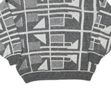 FANTASIA MODE Womens Grey & Cream Patterned Jumper V-Neck Basic Knit XL Abstract