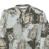 DONNA ELENA Womens Green & Cream Printed Shirt Long Sleeve Collared M Elegant