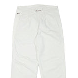 WEPPOS Mens White Relaxed Trousers W32 L28 Cotton Blend Zip Casual