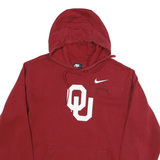NIKE Mens Red University Of Oklahoma Pullover Hoodie L Cotton Blend Drawstring