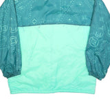 CAPT COOK Mens Green & Teal Polyester Blend Zip Jacket L Vintage 90s Windbreaker