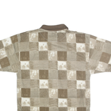 BLUE JEANS Mens Beige & Cream Checked Short Sleeve Polo Shirt M Classic Fit