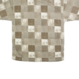 BLUE JEANS Mens Beige & Cream Checked Short Sleeve Polo Shirt M Classic Fit