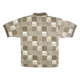 BLUE JEANS Mens Beige & Cream Checked Short Sleeve Polo Shirt M Classic Fit
