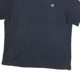 CHAPS Mens Blue Polo Shirt L Cotton Blend Short Sleeve Striped Classic Fit