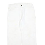 DICKIES Mens Relaxed White Cotton Blend Jeans W36 L30 Workwear Utility Zip