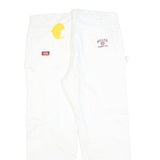 DICKIES Mens Relaxed White Cotton Blend Jeans W36 L30 Workwear Utility Zip