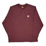 Carhartt Long Sleeve T-Shirt - XL Burgundy Cotton