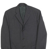 LANVIN Mens Grey Pinstripe Wool Classic Jacket M Button Closure Tailored
