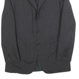 LANVIN Mens Grey Pinstripe Wool Classic Jacket M Button Closure Tailored