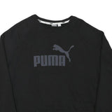 PUMA Womens Black Cotton Blend Crew Neck L Sweatshirt Logo Casual Pullover