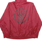 F GOODS Mens Red Nylon Zip Hooded Jacket L Lightweight Casual Outerwear