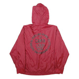 F GOODS Mens Red Nylon Zip Hooded Jacket L Lightweight Casual Outerwear