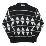SNOWDRIFT Mens Black & White Patterned Pullover Jumper Crew Neck Chunky Knit L