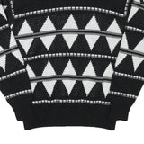 SNOWDRIFT Mens Black & White Patterned Pullover Jumper Crew Neck Chunky Knit L