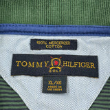 Vintage Tommy Hilfiger Striped Polo Shirt - XL Green Cotton