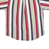 TRADER BAY Mens Red & Beige Striped Shirt L Button Down Cotton Blend Casual